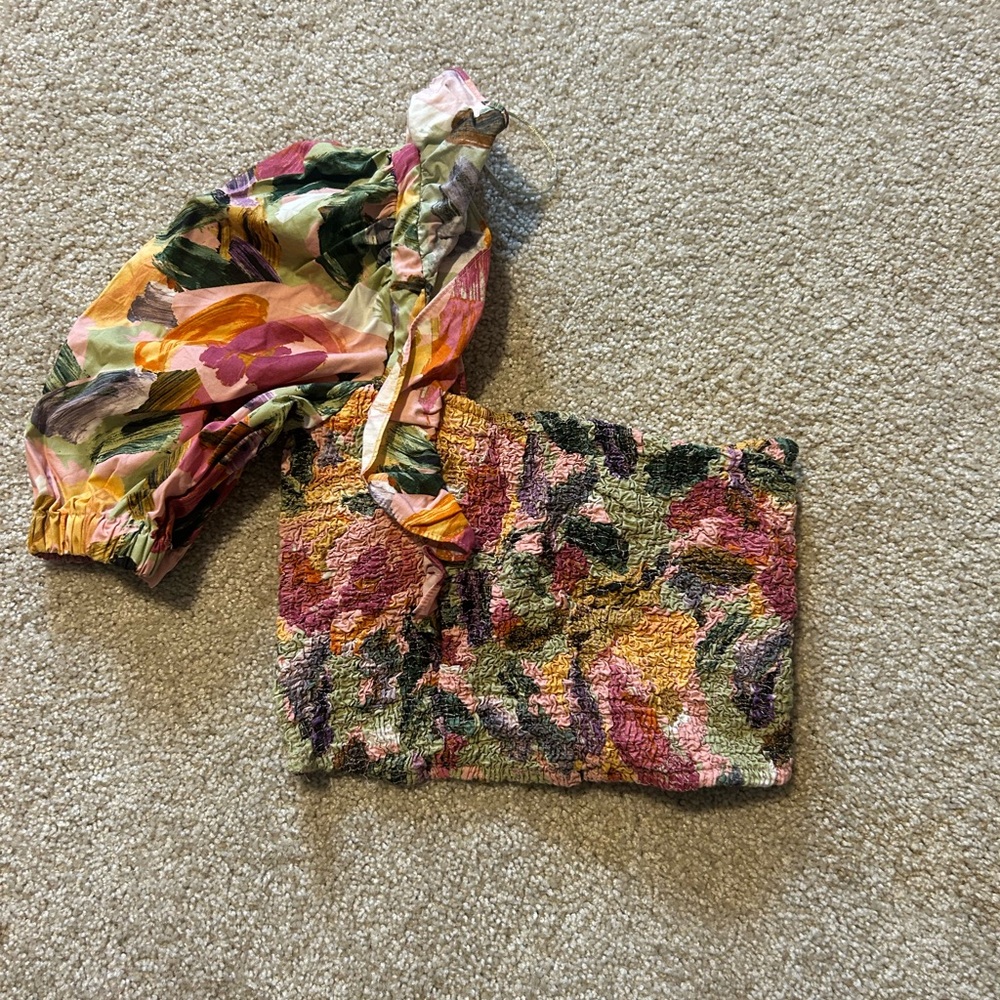 Zara Floral One Shoulder Top